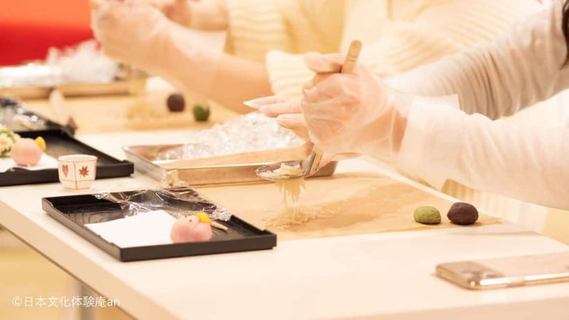 Japanese Traditional Sweets making with Tatedashi Matcha - The first sweet: flower-shaped Nerikiri and the basics
