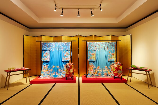 Kyomai Dance by Maiko Geiko and Visits of Gion Art Museum Kyoto - The Gion Kagai Art Museum exhibits: kimono craft and personal objects