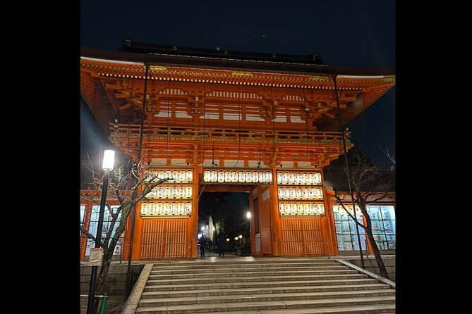 Kyoto: Gion Magical Night Walking Tour - The WWII memorial with a large Kannon statue built in 1955