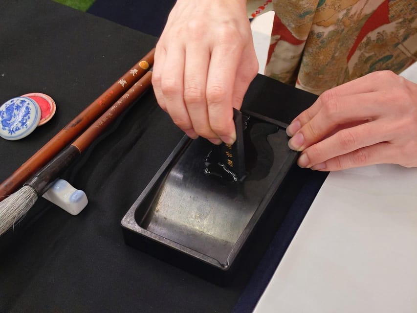 Kyoto: Sumi Ink and Brush Calligraphy Experience - Drawing bamboo on a shikisi board is surprisingly satisfying