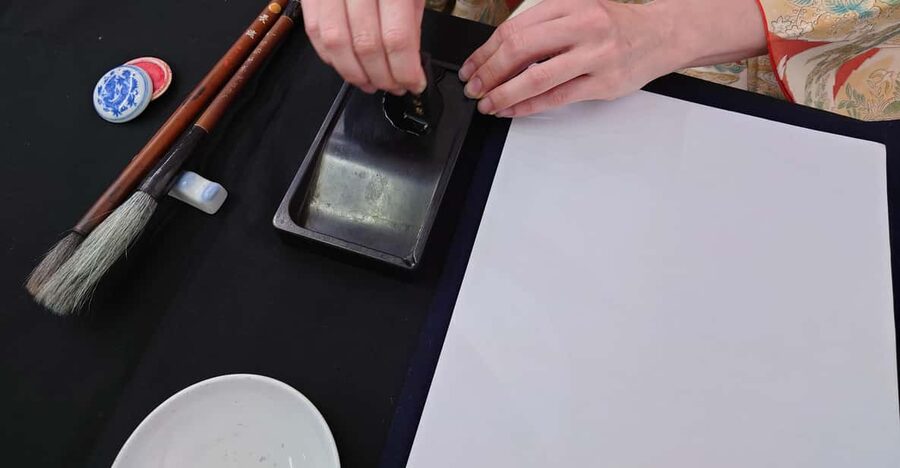 Kyoto: Sumi Ink and Brush Calligraphy Experience - Brush technique practice: soku-hitsu and choku-hitsu in one session