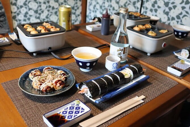 Kyoto Sushi & Takoyaki Cooking Class near Gion and Kiyomizu-dera! - Sake, beer, or juice, then matcha mochi ice cream