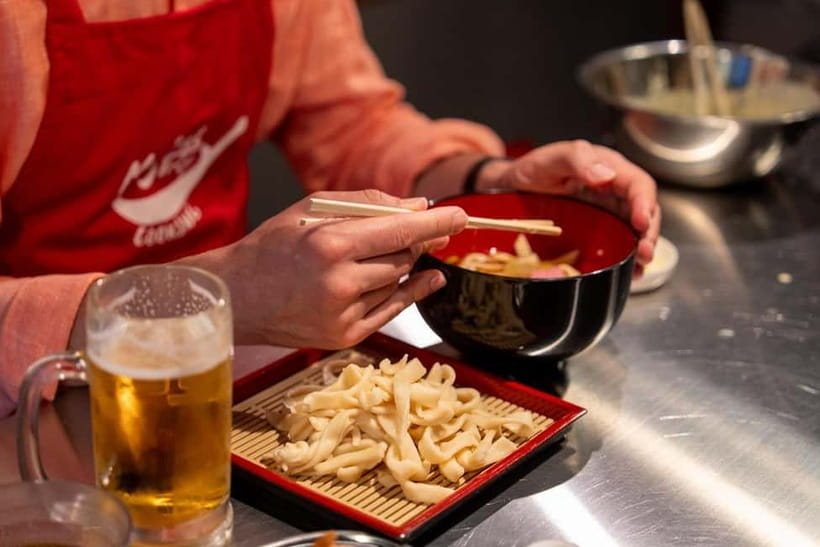Kyoto Udon & Tempura Cooking Class with Professional Chefs - Eating What You Make, Plus Mini Sake Tasting