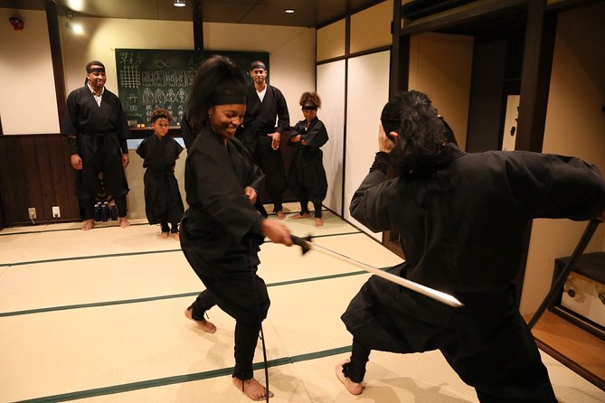 Ninja 1-hour Hands-on Lesson by Japanese master in Kyoto -Entry - Sword training plus shuriken, kunai, and blowgun darts at targets